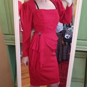 VTG BB Collections Fire Engine 80s Midi Dress